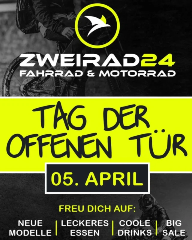 🏍️🚴‍♂️ TAG DER OFFENEN TÜR – FEIERT MIT UNS! 🚴‍♂️🏍️

🗓  05. APRIL 📍 Bad Driburg

⏱️ 9°° bis 16°° Uhr

Neuer Vertriebspartner, neue Saison, neue Power – und ihr seid eingeladen! 🎉

Was euch erwartet?

✅ Brandneue Modelle – zum Staunen, Testen und Träumen

✅ Leckeres Essen & coole Drinks – für volle Energie auf zwei Rädern

✅ Big Sale – weil Schnäppchen einfach glücklich machen

🔥 Highlight: Wir sind jetzt offizieller YAMAHA-Vertriebspartner – Qualität auf zwei Rädern, direkt bei uns!

Kommt vorbei, fachsimpelt, feiert und genießt mit uns den perfekten Start in die Saison!

#TagDerOffenenTür #Yamaha #Zweirad24 #Saisonstart #WerkstattLiebe #MotorradMomente #BadDriburg

#Werbung #ad